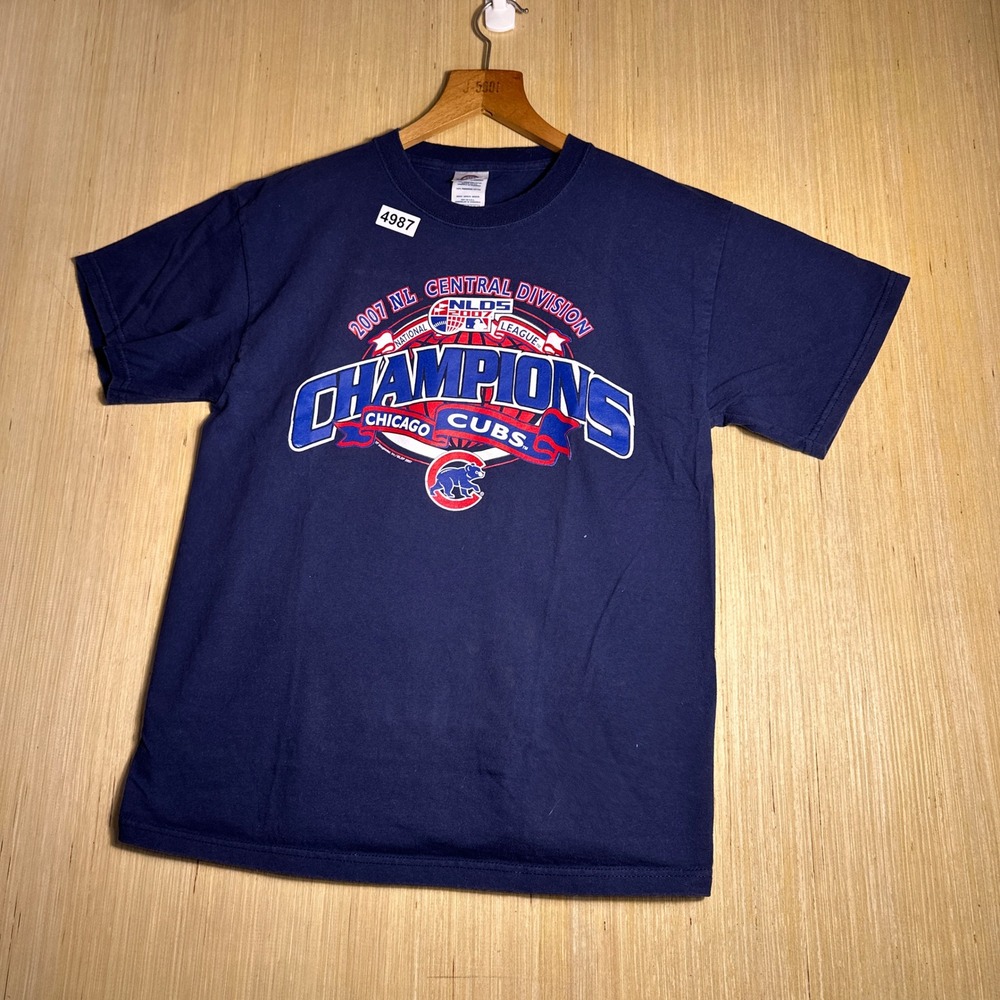 Vintage Chicago Cubs Shirt Mens Medium Blue NL Central Champions Y2K - Picture 3 of 10